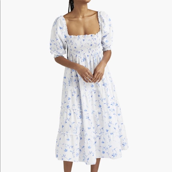 NWOT Hill House Nesli Nap Dress in Blue Botanical - Picture 1 of 6